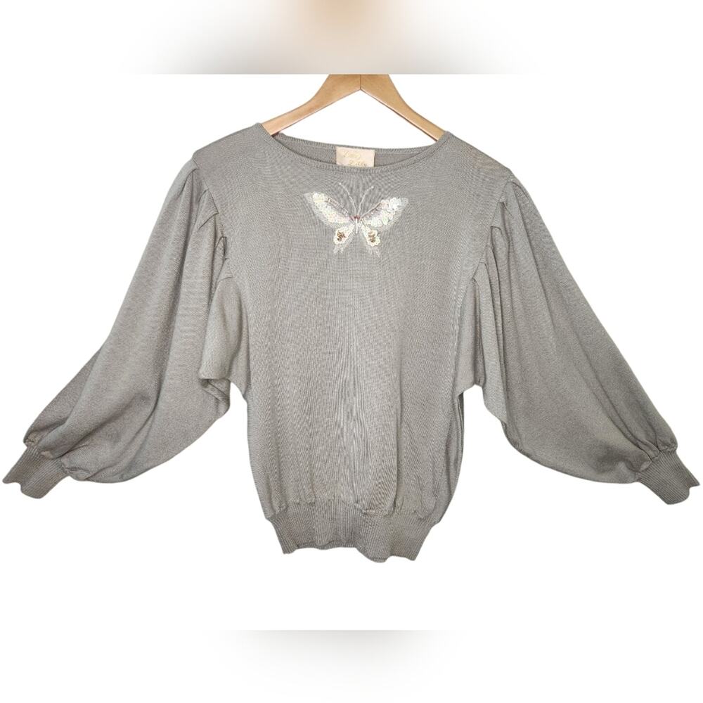 Vintage Butterfly Sleeve Embroidered Sweater 38 Medium